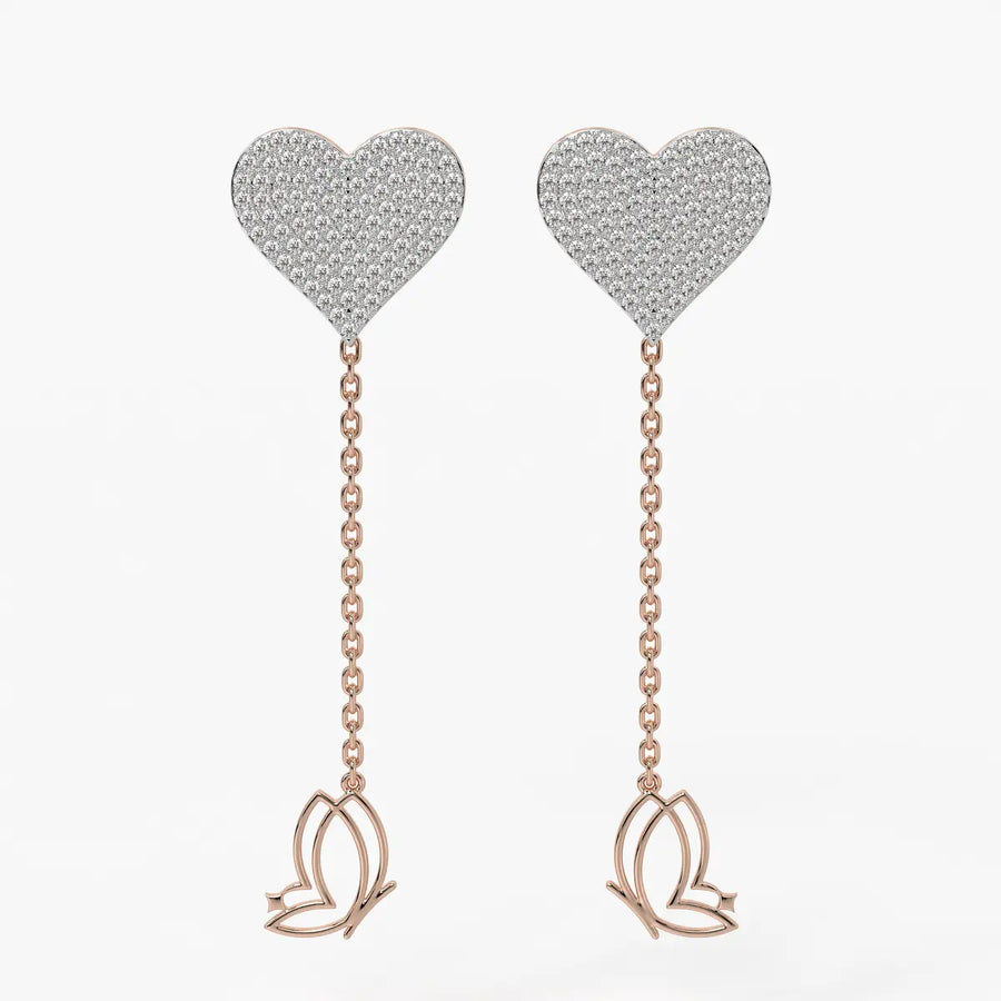 Heart Blossom Dangle Earrings
