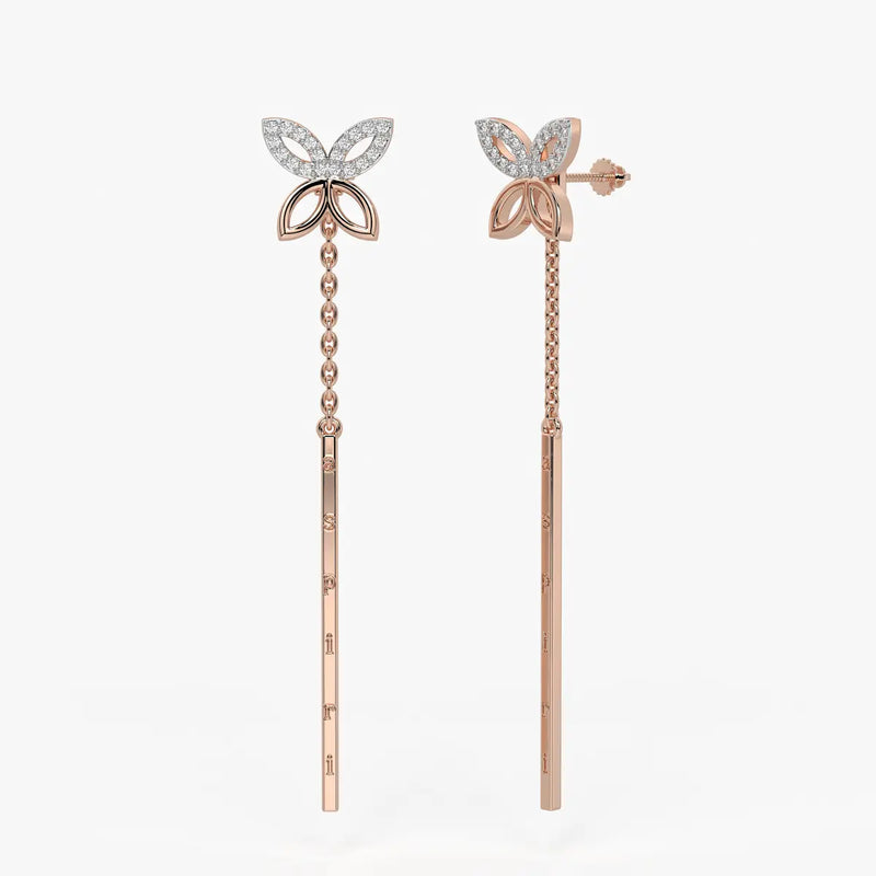 Butterfly Chain Bar Drop Earrings
