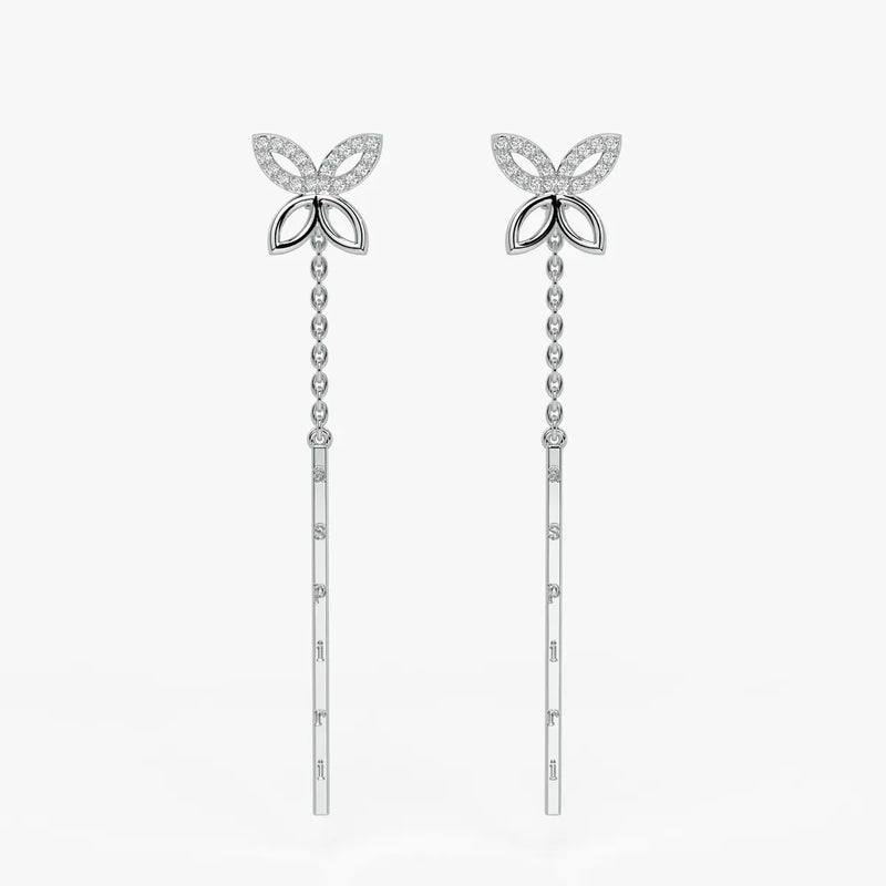Butterfly Chain Bar Drop Earrings