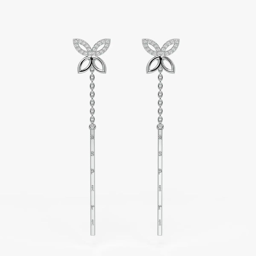 Butterfly Chain Bar Drop Earrings