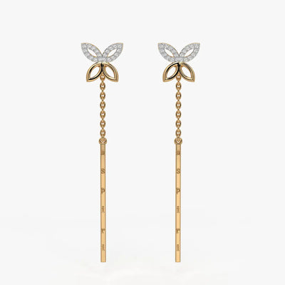 Butterfly Chain Bar Drop Earrings
