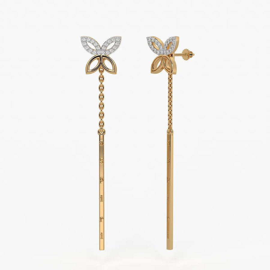 Butterfly Chain Bar Drop Earrings