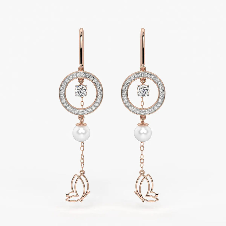 Halo Drop Butterfly Threader Earrings