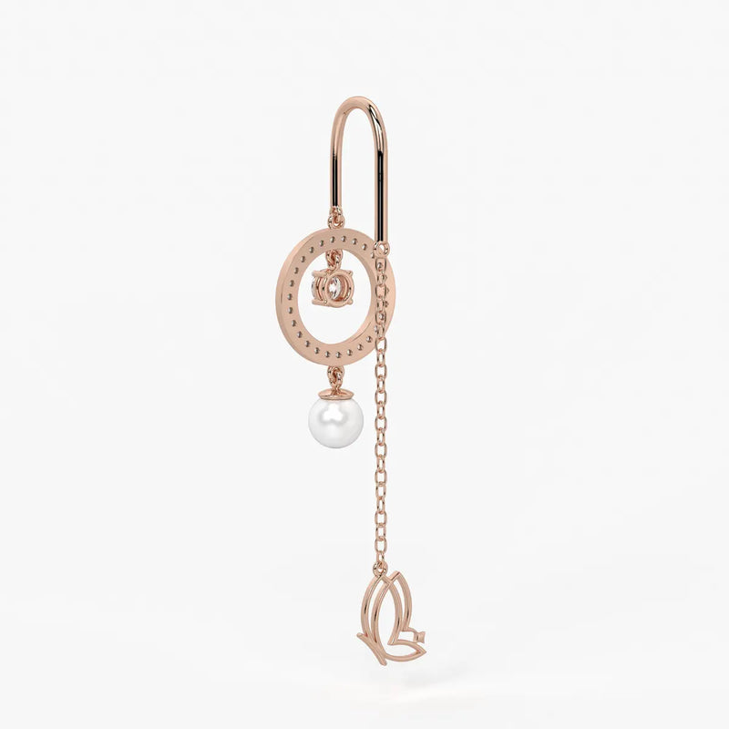 Halo Drop Butterfly Threader Earrings