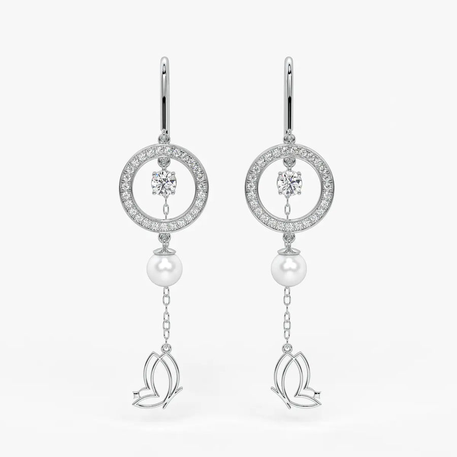 Halo Drop Butterfly Threader Earrings