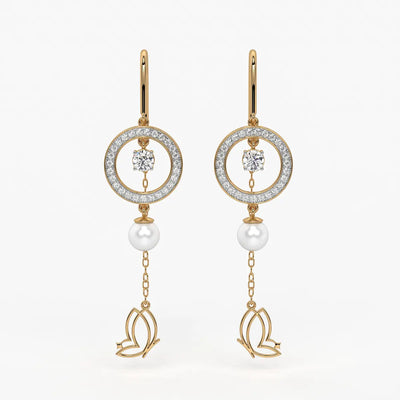 Halo Drop Butterfly Threader Earrings
