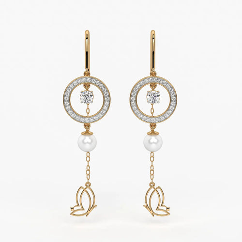 Halo Drop Butterfly Threader Earrings