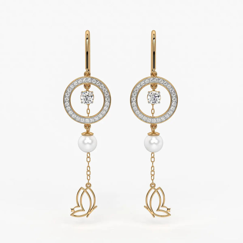 Halo Drop Butterfly Threader Earrings