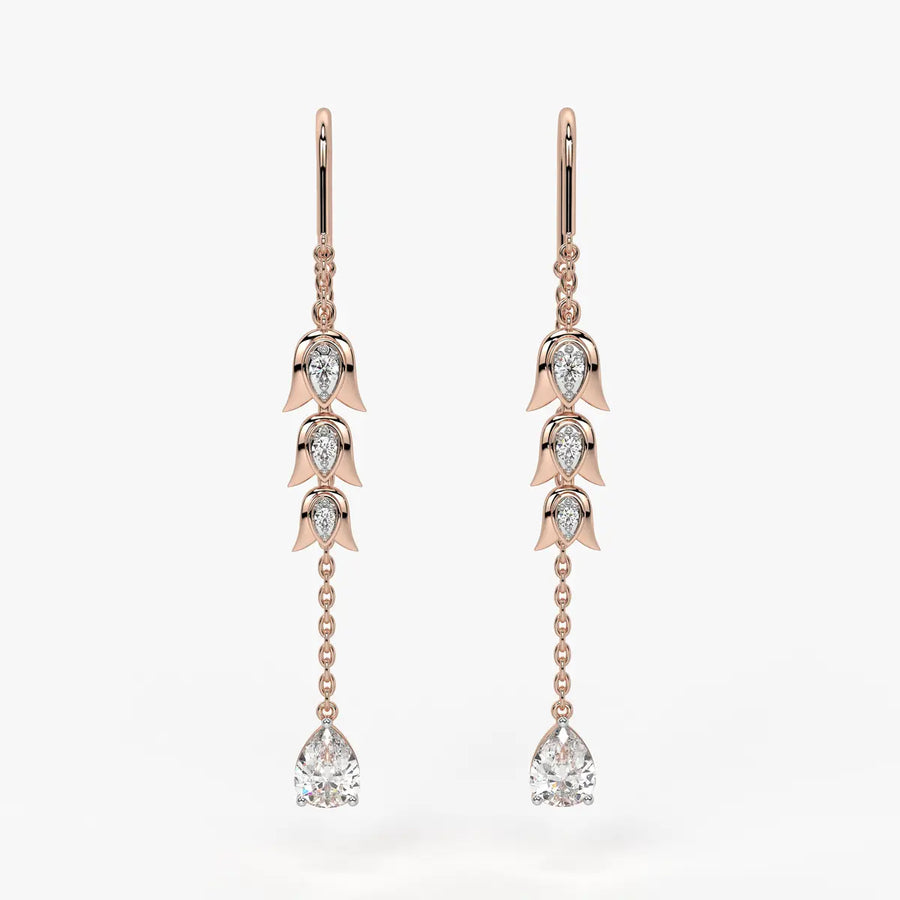 Regal Tulip & Gemstone Tassel Earrings