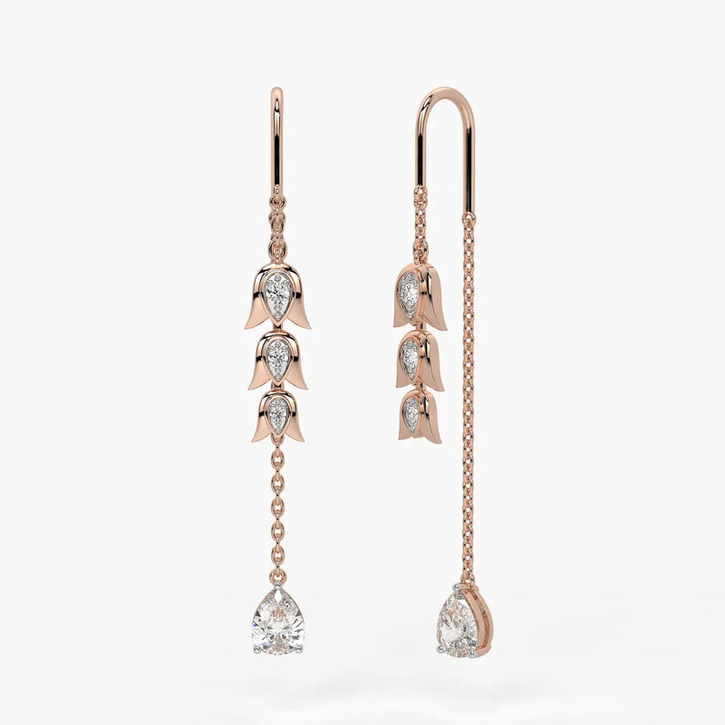 Regal Tulip & Gemstone Tassel Earrings