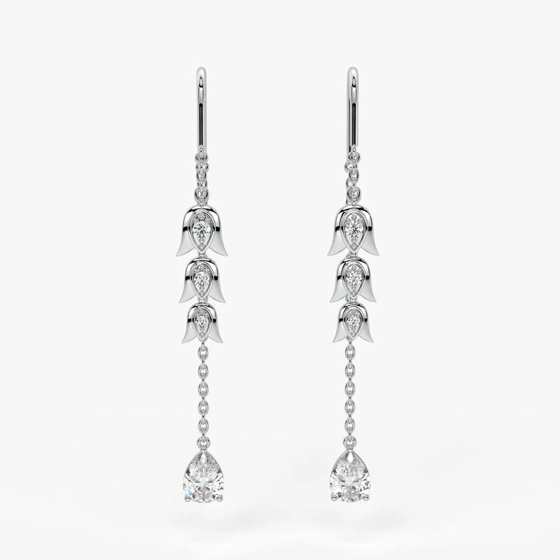 Regal Tulip & Gemstone Tassel Earrings