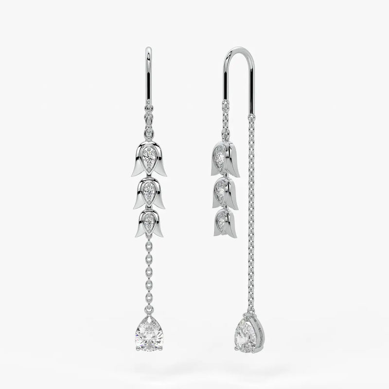 Regal Tulip & Gemstone Tassel Earrings