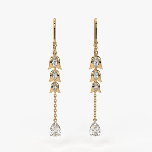 Regal Tulip & Gemstone Tassel Earrings
