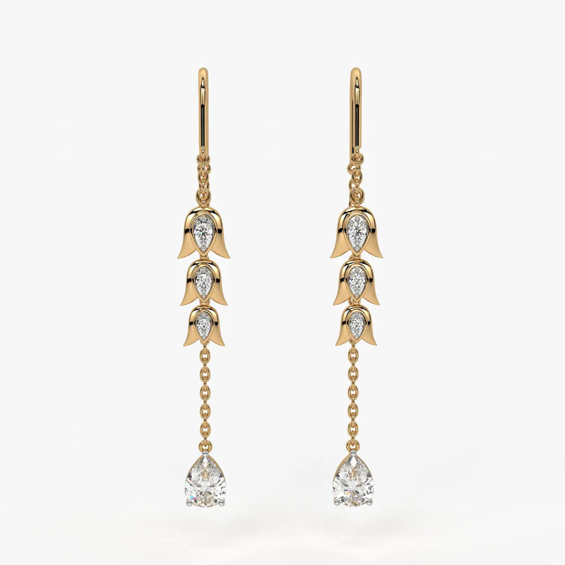 Regal Tulip & Gemstone Tassel Earrings