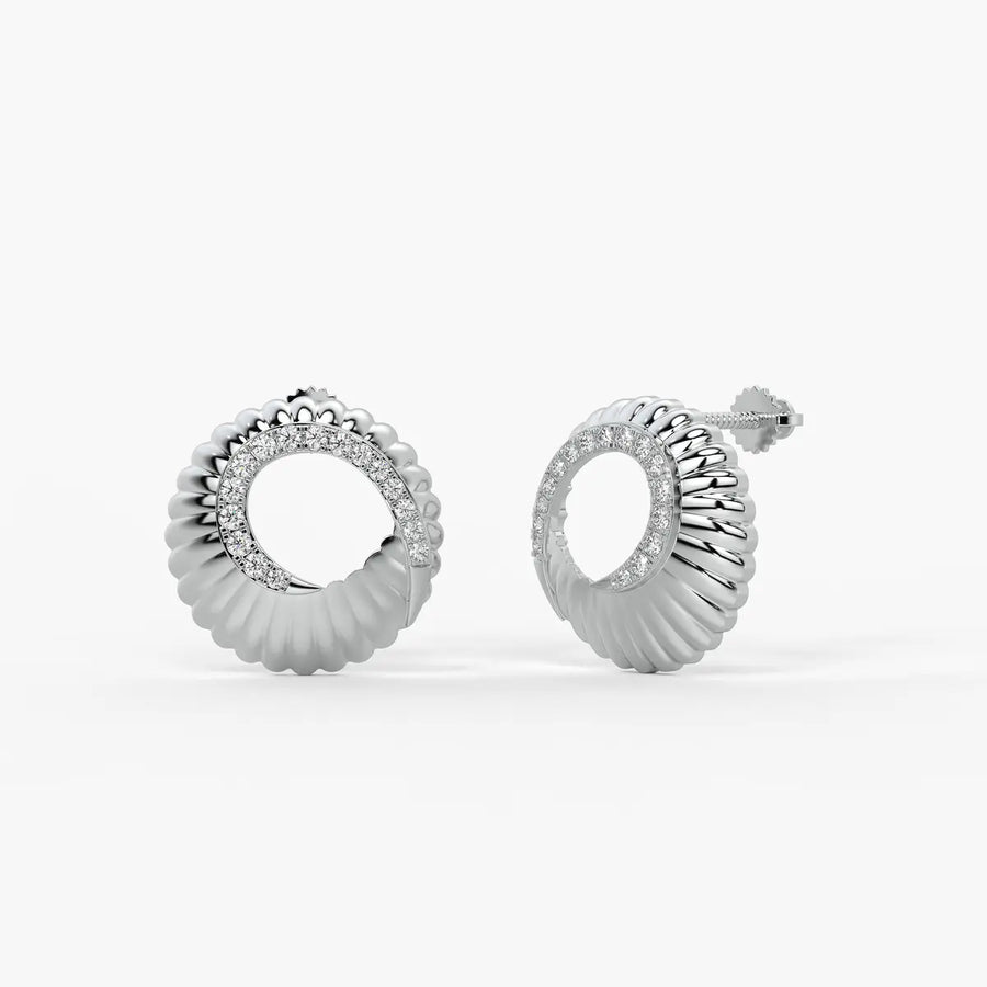 Fluted Spiral Cluster Stud Earrings