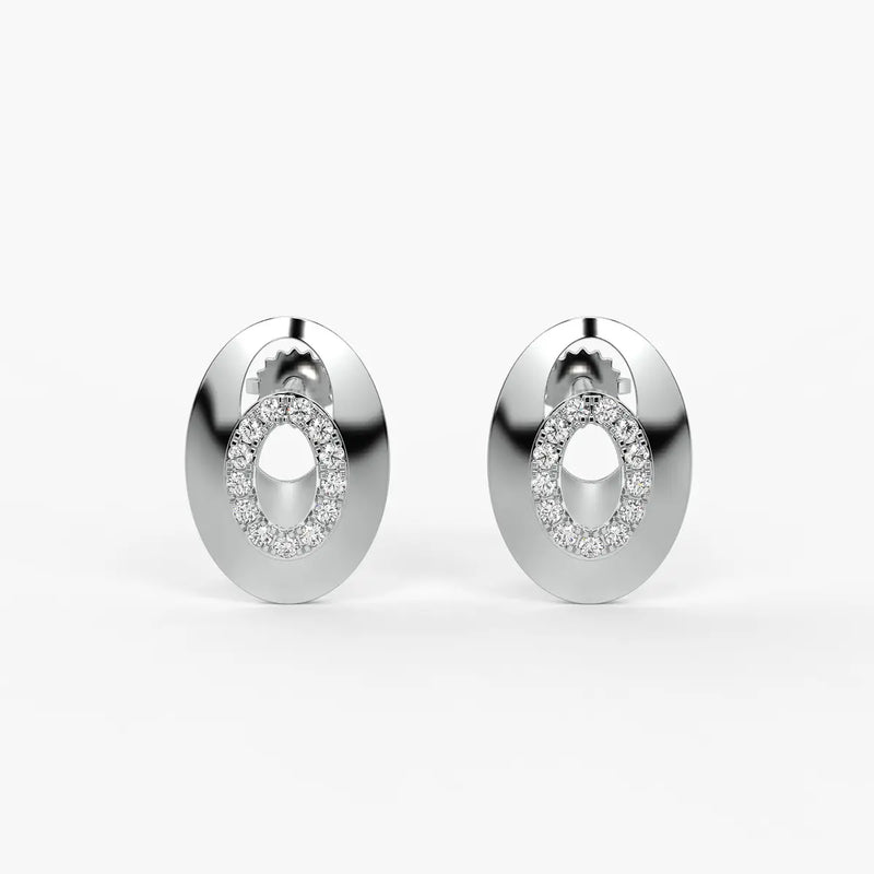 Oval Halo Stud Earrings