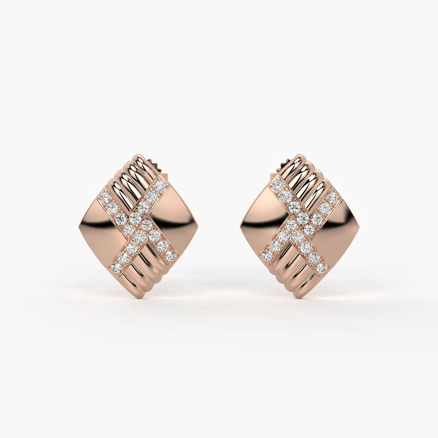 Criss Cross Square Stud Earrings