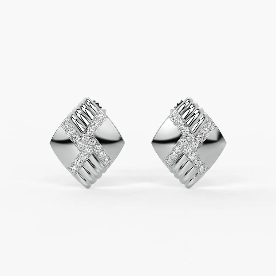 Criss Cross Square Stud Earrings