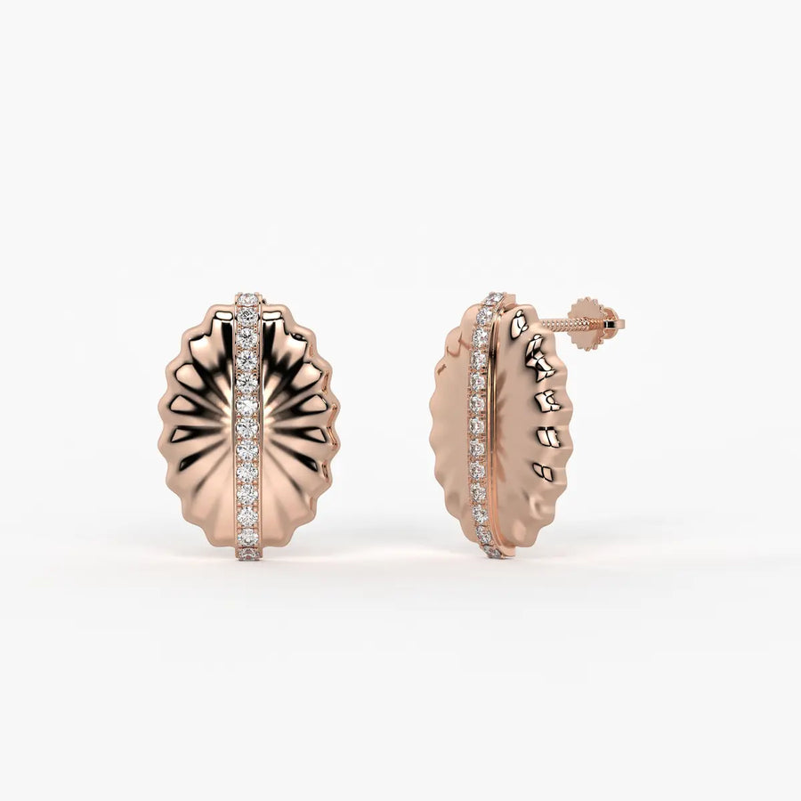 Sunburst Oval Stud Earrings