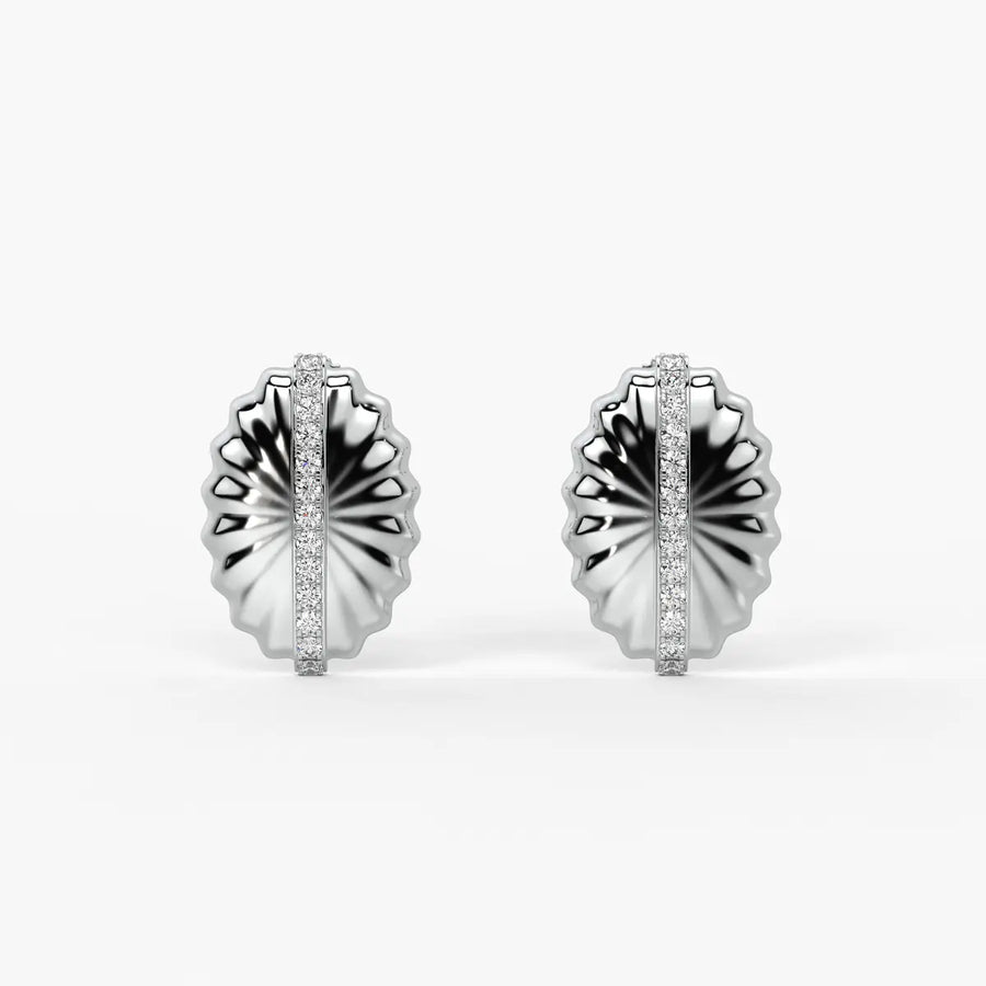 Sunburst Oval Stud Earrings