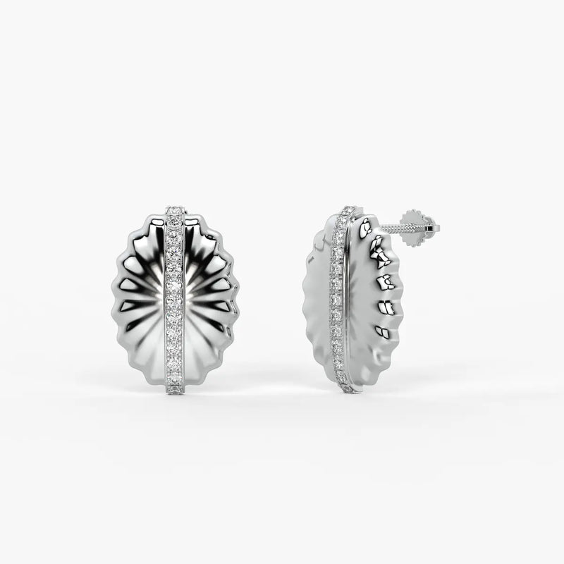 Sunburst Oval Stud Earrings