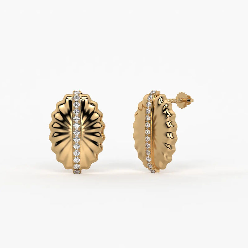 Sunburst Oval Stud Earrings