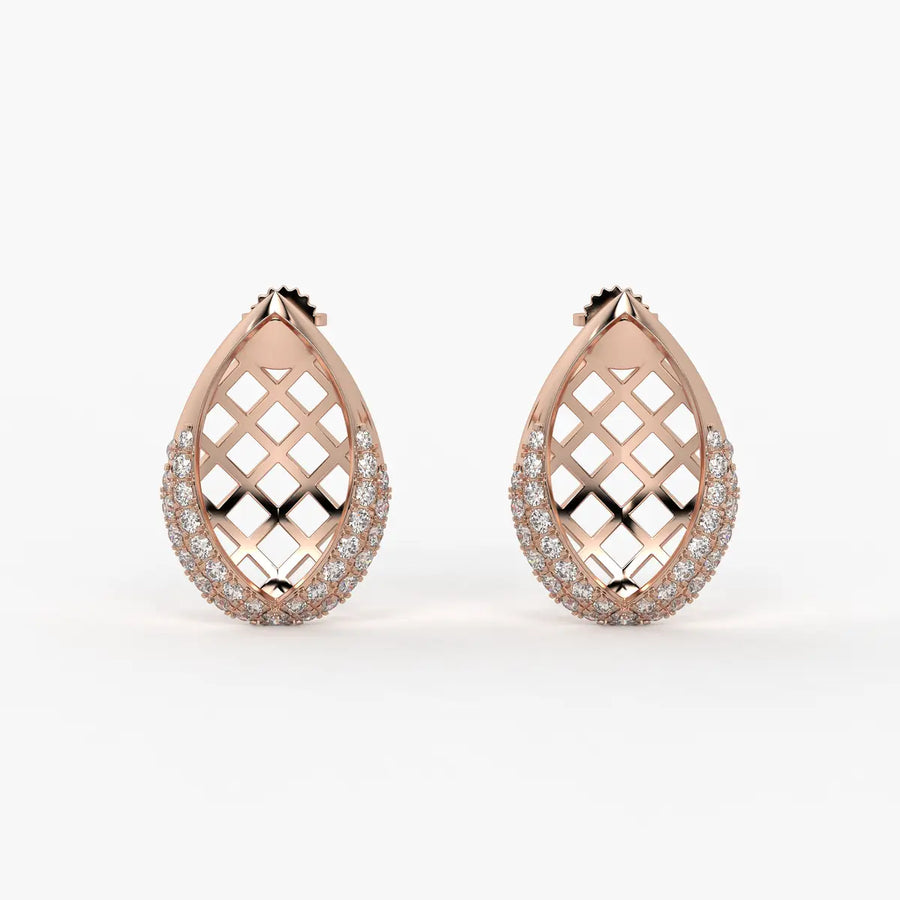 Lattice Teardrop Stud Earrings