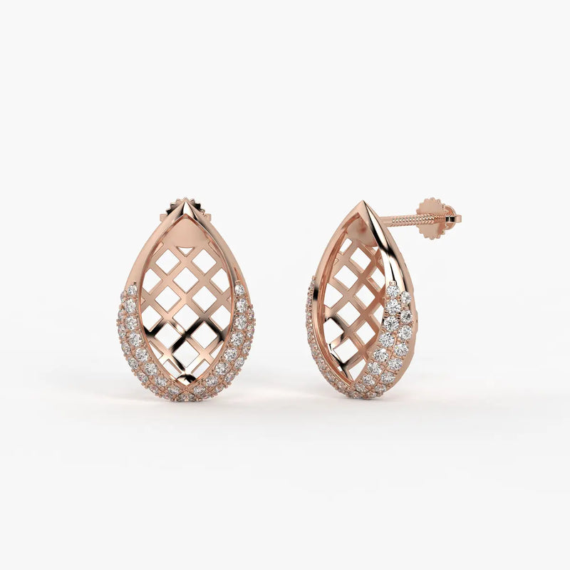 Lattice Teardrop Stud Earrings