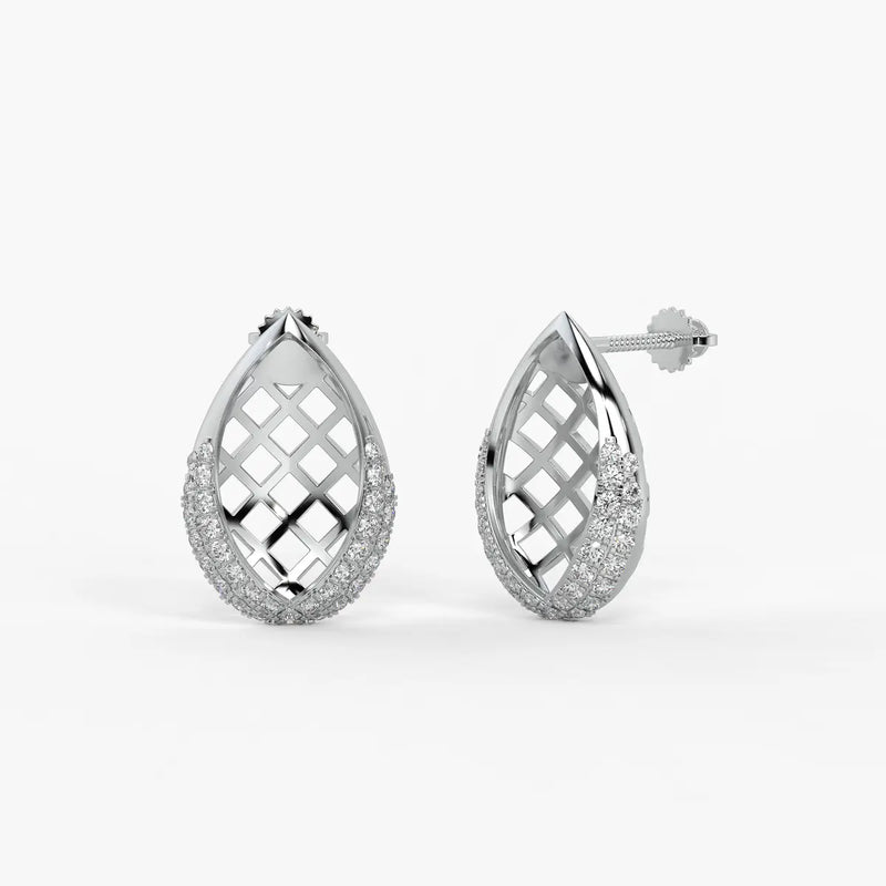 Lattice Teardrop Stud Earrings