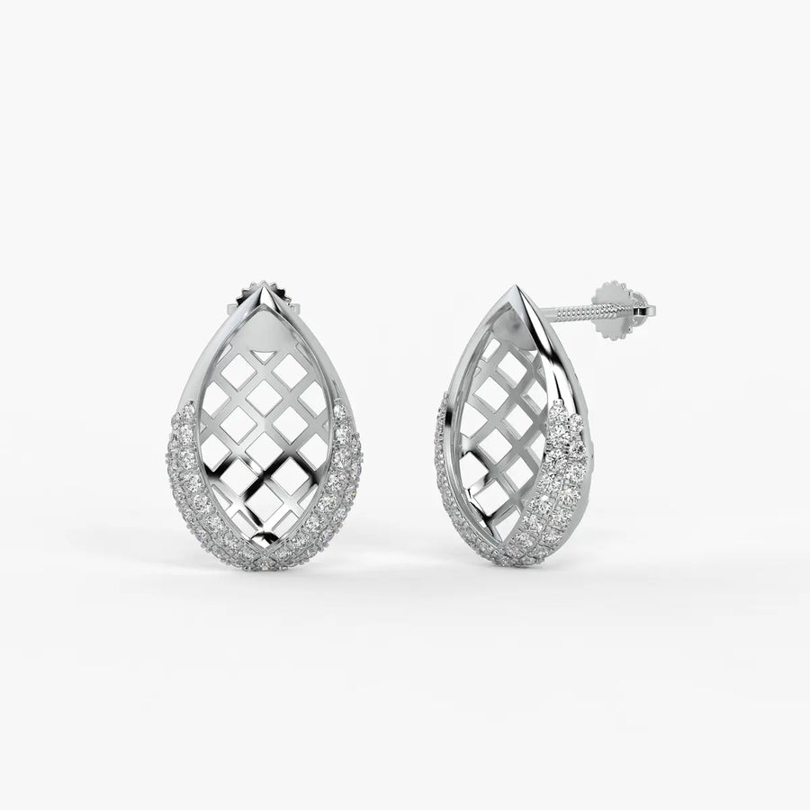 Lattice Teardrop Stud Earrings