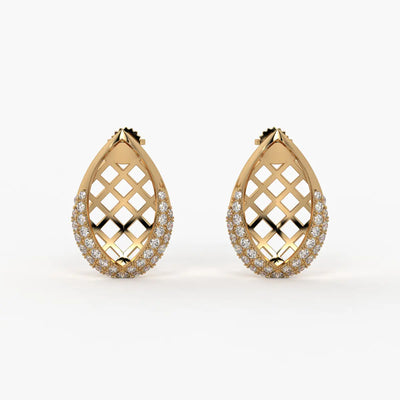 Lattice Teardrop Stud Earrings