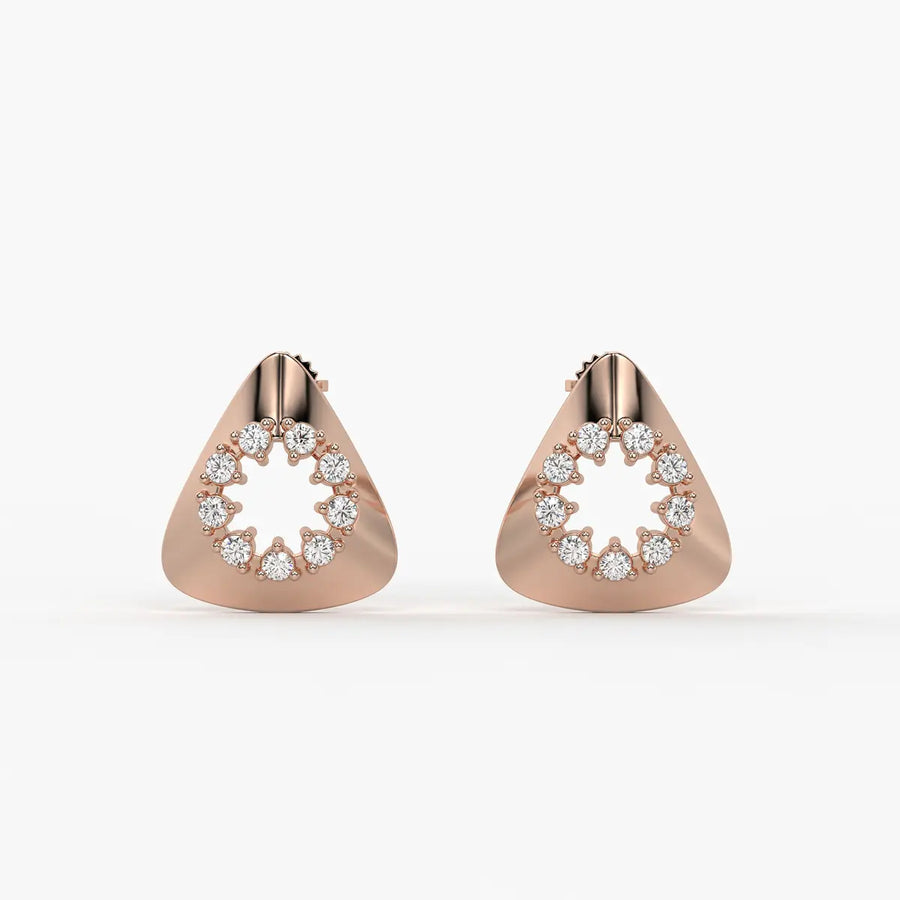 Triangle Halo Stud Earrings