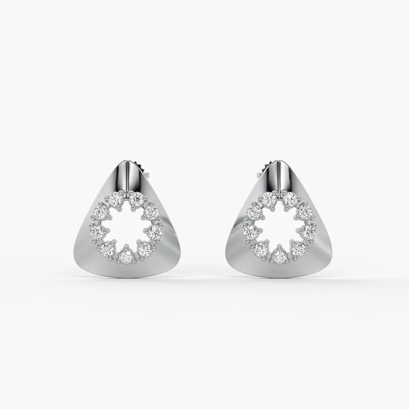 Triangle Halo Stud Earrings