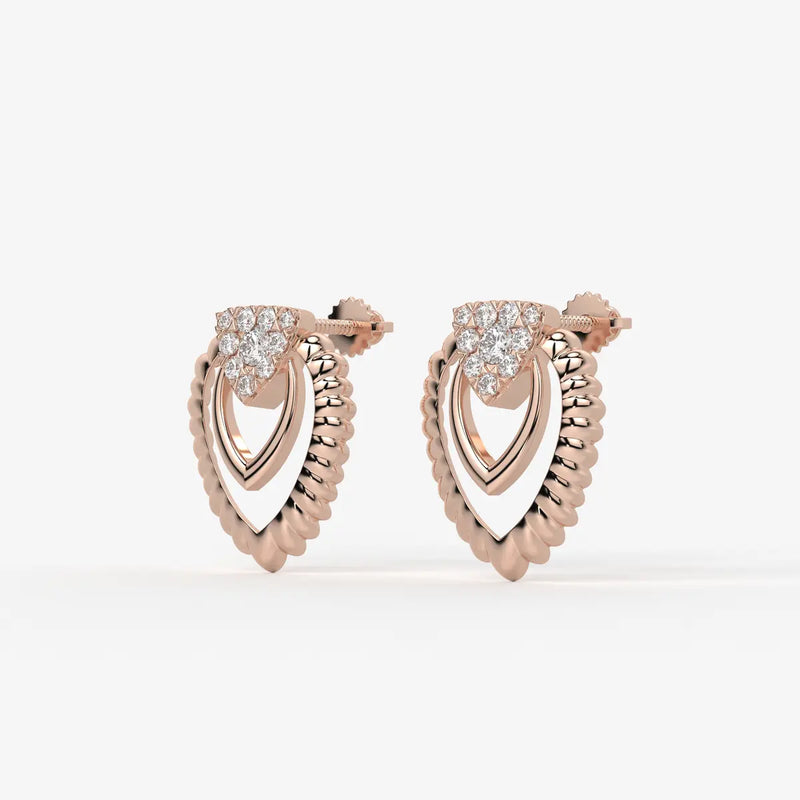 Layered Scallop Heart Stud Earrings