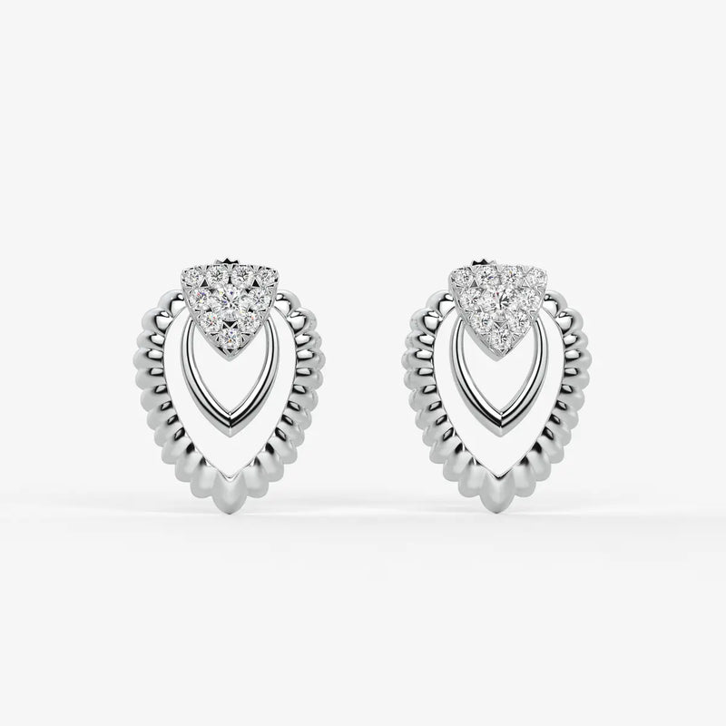 Layered Scallop Heart Stud Earrings