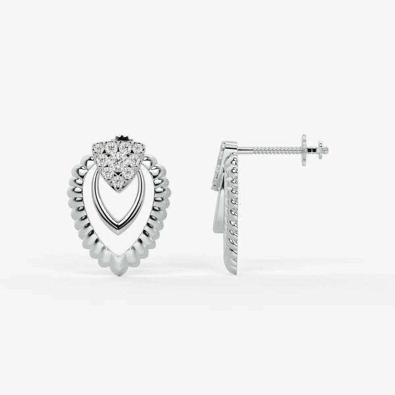 Layered Scallop Heart Stud Earrings