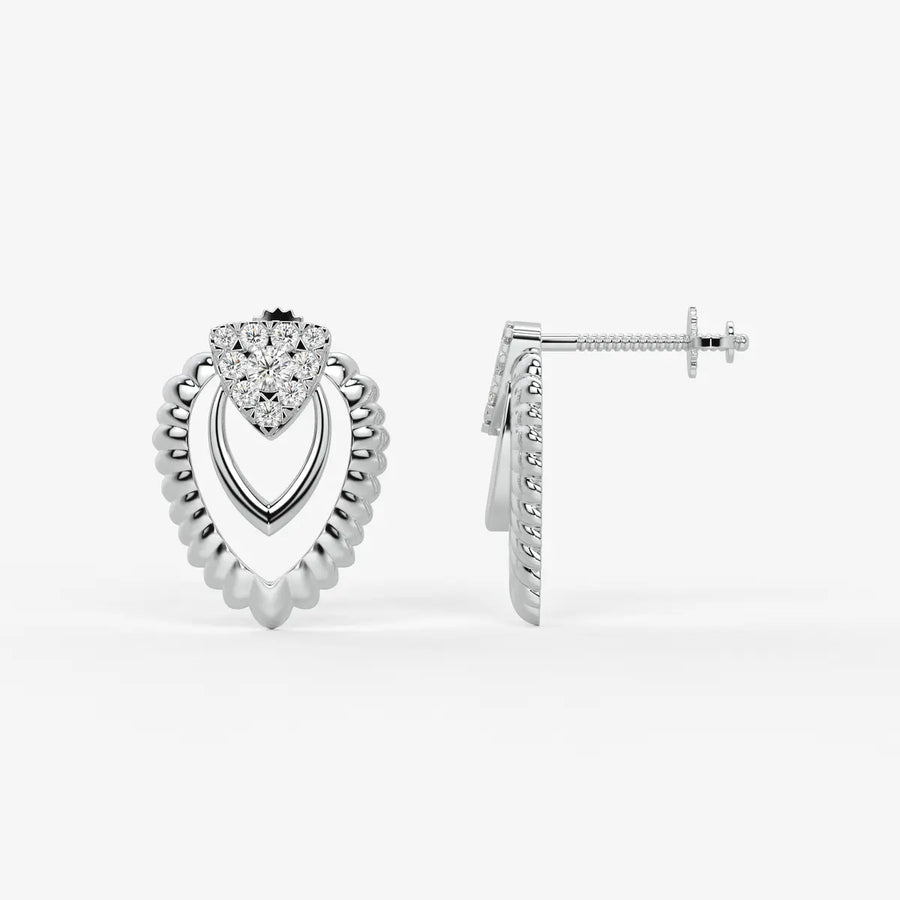 Layered Scallop Heart Stud Earrings