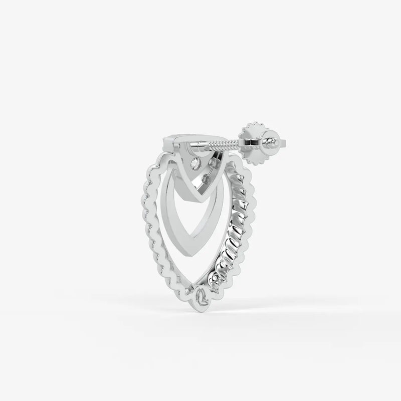 Layered Scallop Heart Stud Earrings