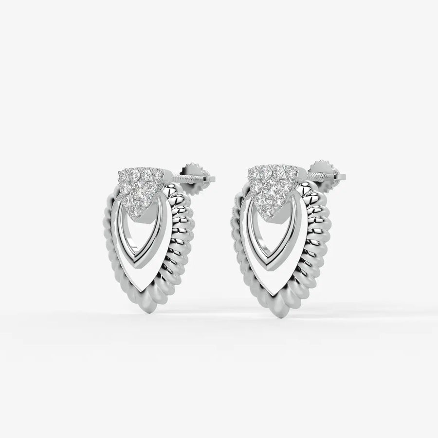 Layered Scallop Heart Stud Earrings