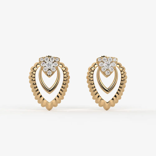 Layered Scallop Heart Stud Earrings