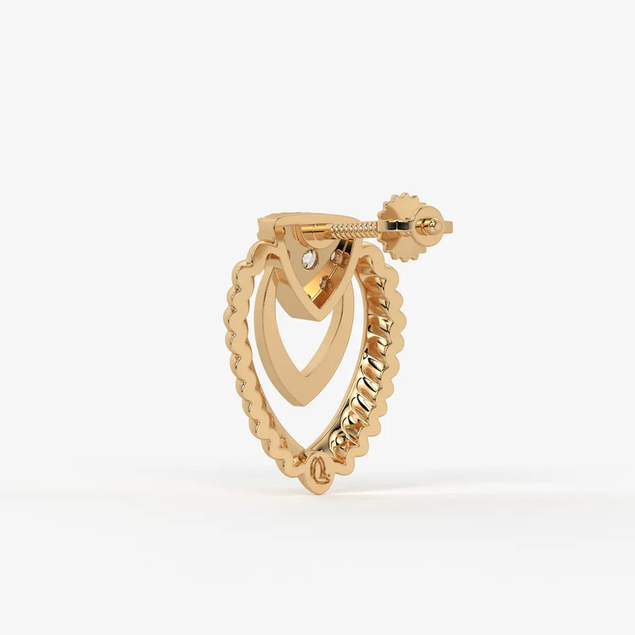 Layered Scallop Heart Stud Earrings