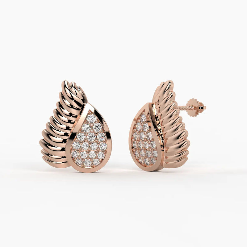 Winged Teardrop Studs Earrings