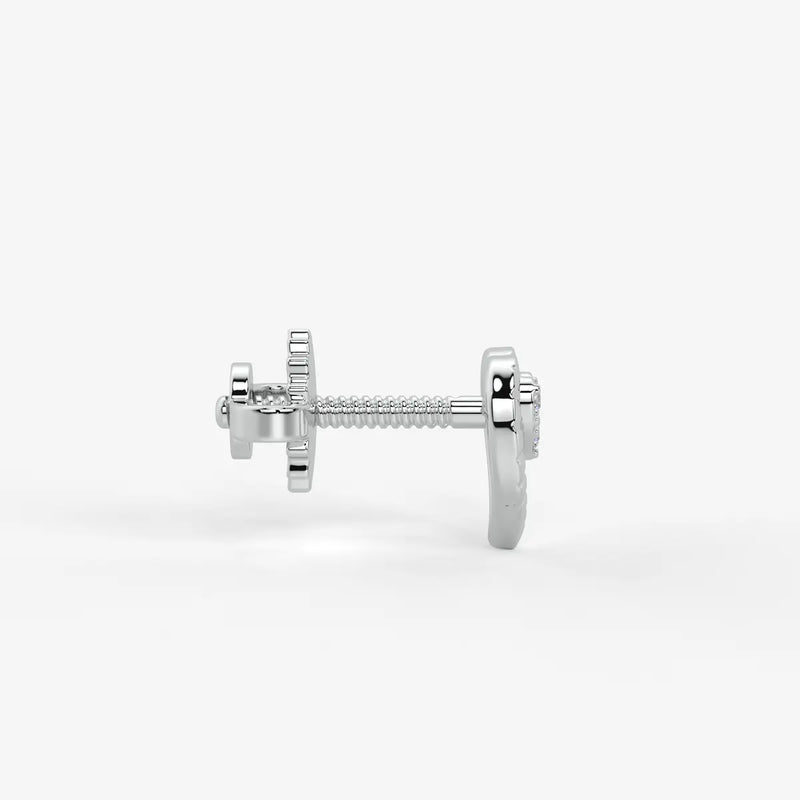 Cupid Crest Round Diamond Heart Stud Earrings