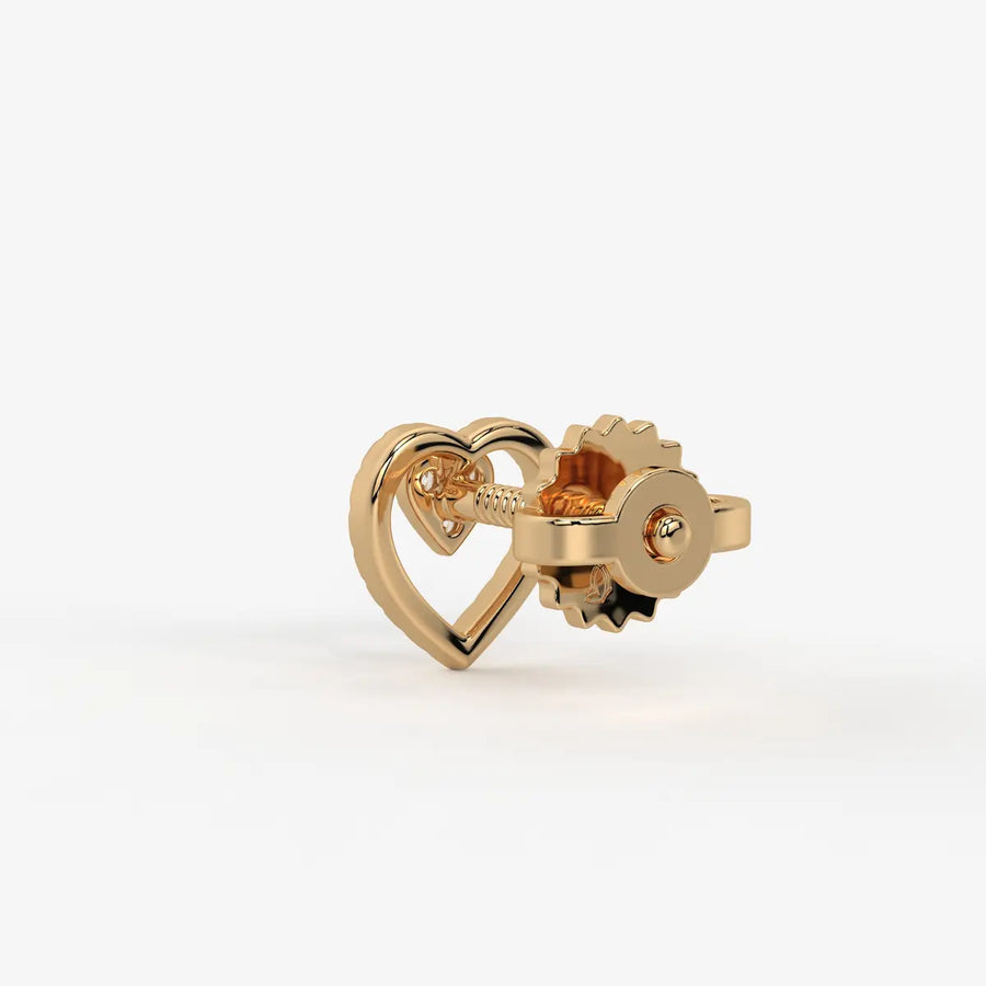 Cupid Crest Round Diamond Heart Stud Earrings