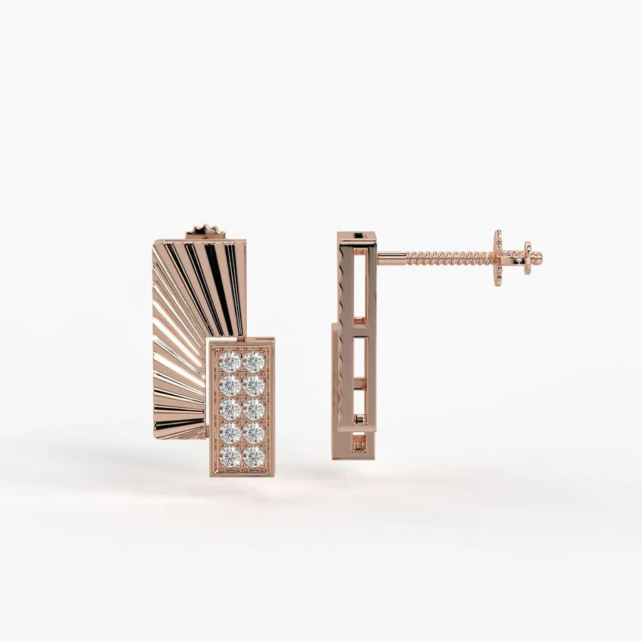 Radiant Rectangle Drop Stud Earrings