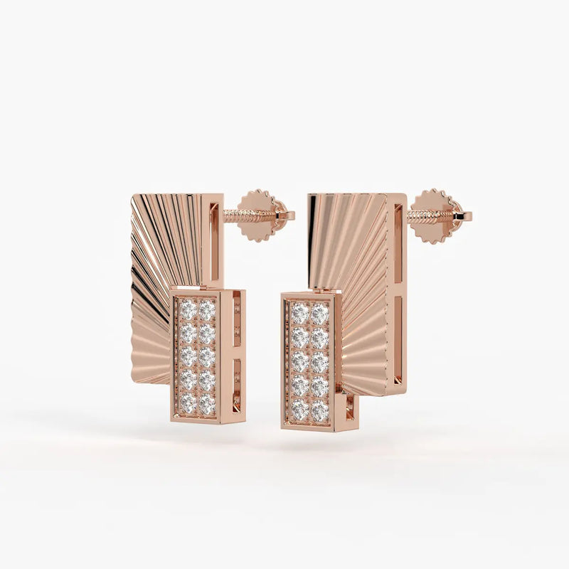 Radiant Rectangle Drop Stud Earrings
