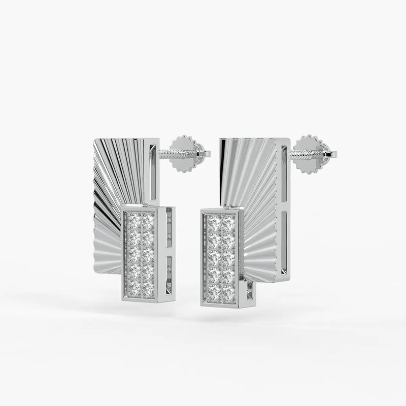 Radiant Rectangle Drop Stud Earrings