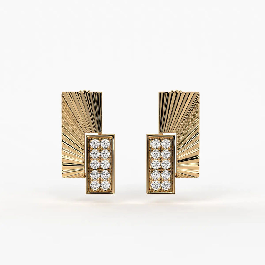 Radiant Rectangle Drop Stud Earrings