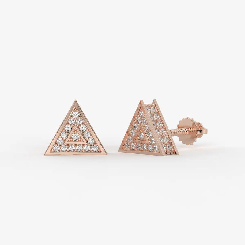 Double Delta Diamond Stud Earrings