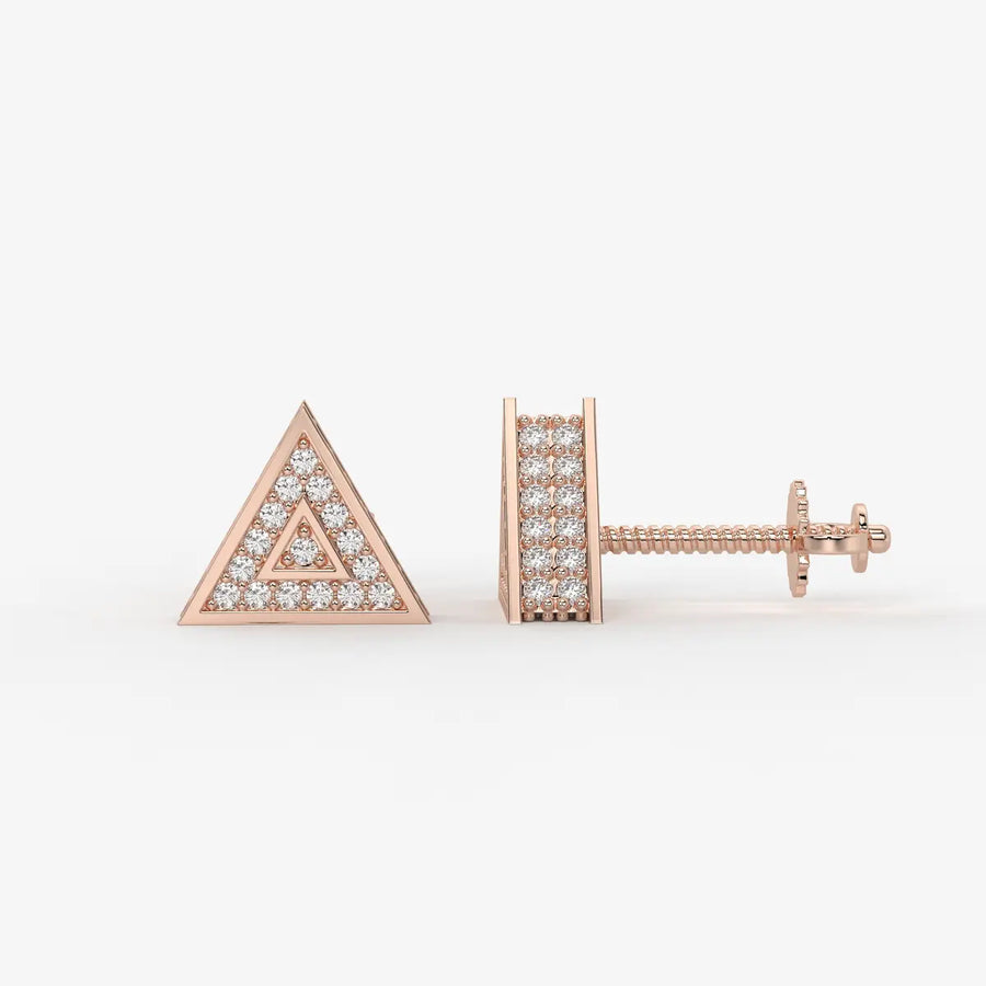 Double Delta Diamond Stud Earrings